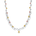 Pink, Yellow, and White Diamond Necklace