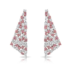 Mixed Shape Pink and White Diamond Chandelier Earrings