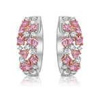 Mixed Shape Pink and White Diamond Hoop Earrings