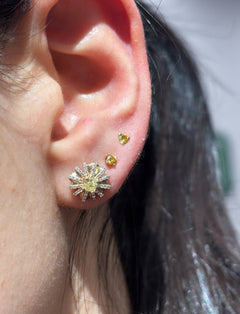 The Meelie Flower Yellow Diamond Studs