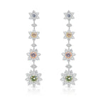 Unique multicolor flower shaped natural diamond earrings.