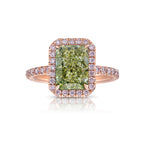 4 Carat Pink Halo Green Diamond Engagement Ring