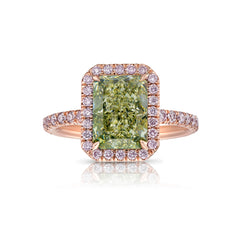 4 Carat Pink Halo Green Diamond Engagement Ring