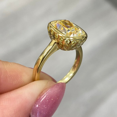 5 Carat Yellow Diamond Bezel Mosaic Statement Ring
