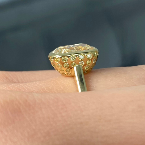 5 Carat Yellow Diamond Bezel Mosaic Statement Ring