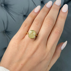 5 Carat Yellow Diamond Bezel Mosaic Statement Ring