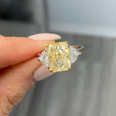 3.23 Carat Fancy Light Yellow Elongated Radiant Diamond Engagement Ring