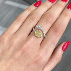 Yellow and White Pear Diamond Spiral Ring