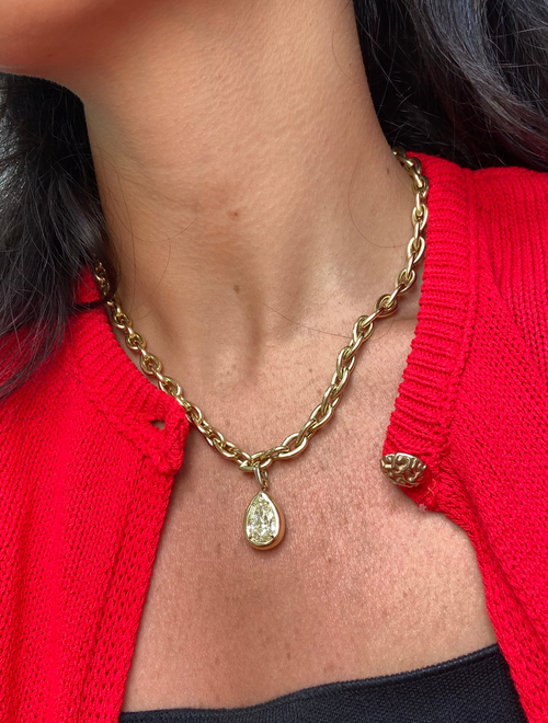 5.5 Carat Yellow Pear Diamond Detachable Bezel Pendant