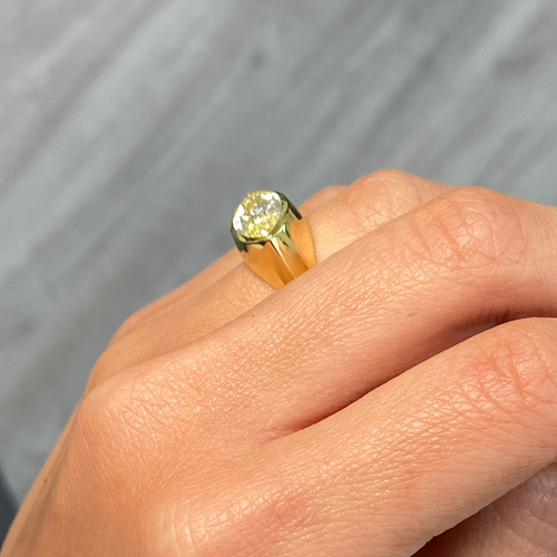 Fancy Yellow Marquise Cut East West Bezel Set Diamond Ring