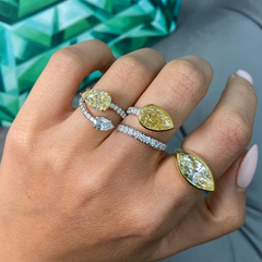 Yellow DIamond in Bezel Spiral Ring