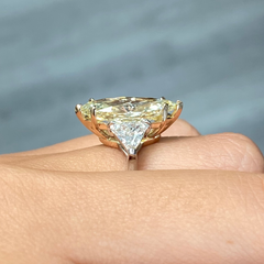 Unique Light Yellow Marquise Shaped Diamond Engagement Ring, GIA Certified.
