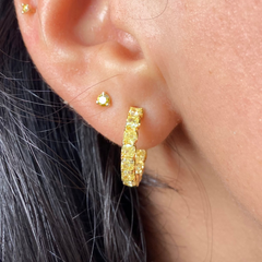 Yellow Diamond Mini Hoop Earrings