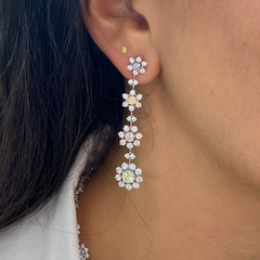 Unique multicolor flower shaped natural diamond earrings.