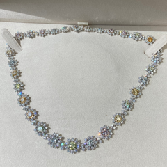 Fine multicolor natural diamond necklace.
