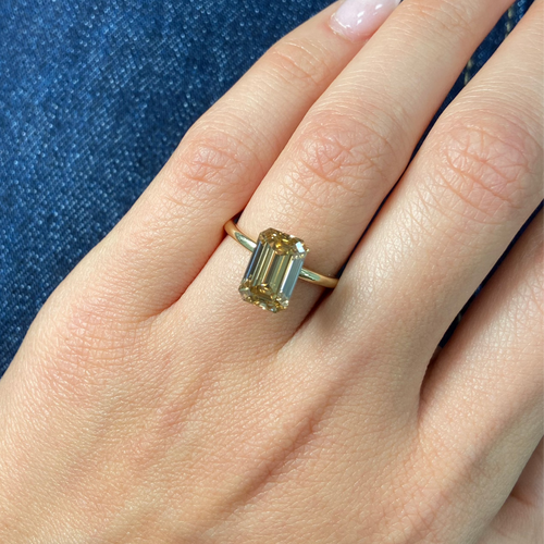 3.55ct Fancy Brown-Yellow Emerald Cut Diamond - Loose