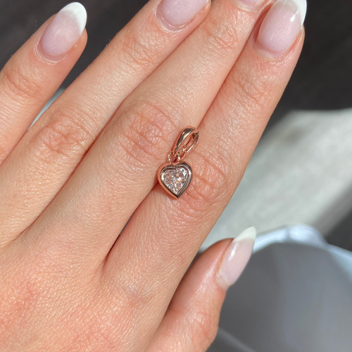 Pink Heart Shape Diamond Charm