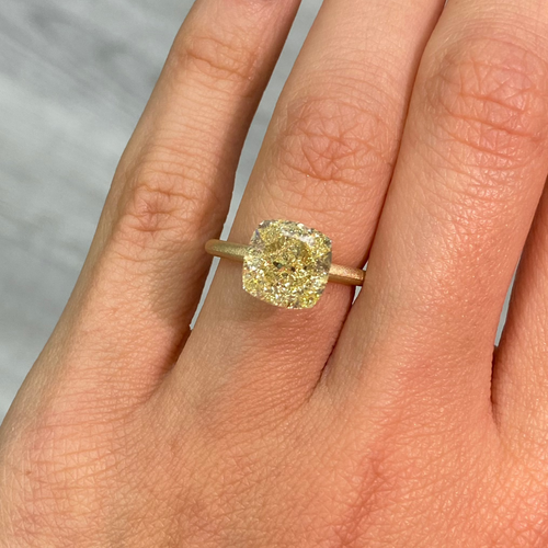 5.01ct Fancy Yellow Cushion Cut Diamond - Loose
