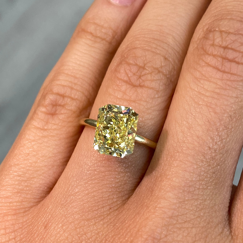 4.05ct Fancy Intense Yellow Elongated Radiant Cut Diamond - Loose