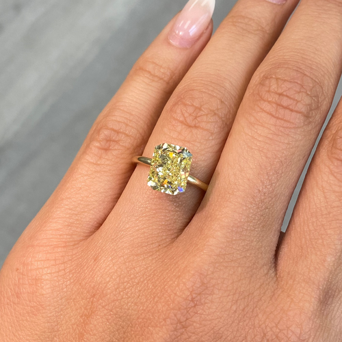 4.05ct Fancy Intense Yellow Elongated Radiant Cut Diamond - Loose