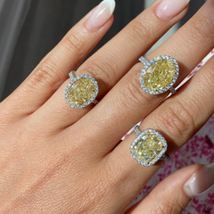 6ct Fancy Light Yellow Oval Halo Diamond Engagement Ring