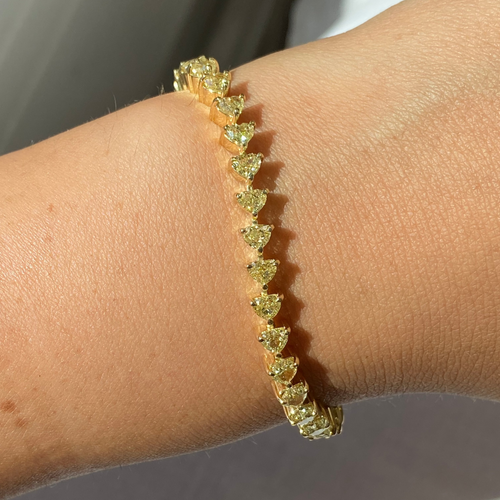 Yellow Heart Shape Diamond Tennis Bracelet