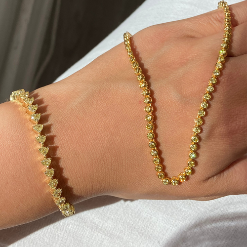 Intense Yellow Round Diamond Bezel Set Necklace
