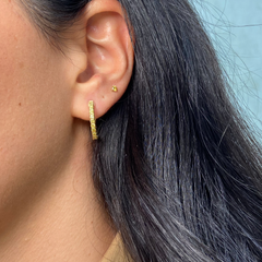 1 Carat Yellow Round Diamond Mini Hoop Earrings