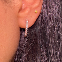 Pink Round Diamond Mini Hoop Earrings