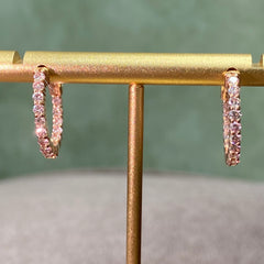 Pink Round Diamond Mini Hoop Earrings