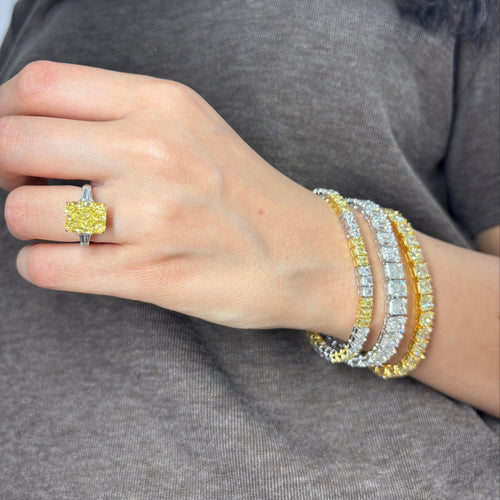 6ct Intense Yellow Elongated Radiant Diamond Engagement Ring