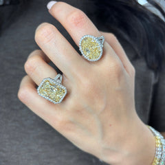 10.77ct Yellow Oval Diamond Halo Engagement Ring
