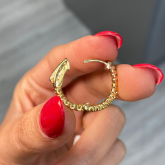 1 Carat Yellow Round Diamond Mini Hoop Earrings