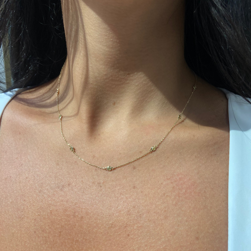 Yellow Diamond Bezel Station Necklace