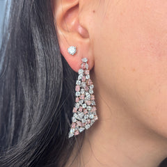 Mixed Pink and White Diamond Chandelier Earrings