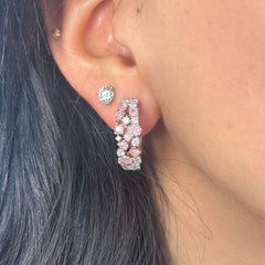 Mixed Shape Pink and White Diamond Hoop Earrings