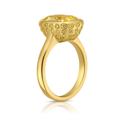 5 Carat Yellow Diamond Bezel Mosaic Statement Ring