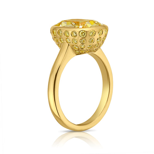 5 Carat Yellow Diamond Bezel Mosaic Statement Ring