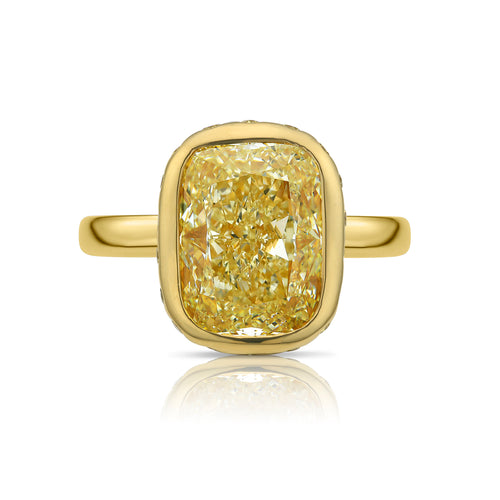 5 Carat Yellow Diamond Bezel Mosaic Statement Ring