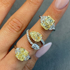 3.23 Carat Fancy Light Yellow Elongated Radiant Diamond Engagement Ring