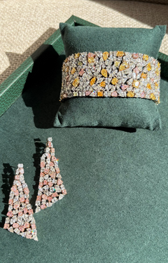 Mixed Pink and White Diamond Chandelier Earrings