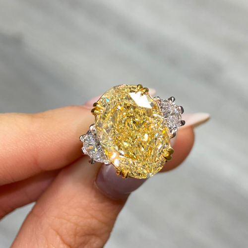 10ct Fancy Yellow Oval Diamond Engagement Ring