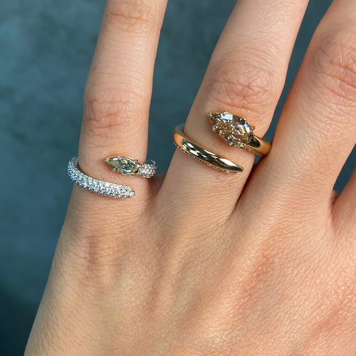 Green Diamond Pavé Spiral Pinky Ring