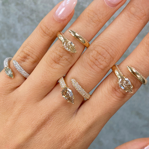 Champagne Diamond Side Pavé Spiral Pinky Ring