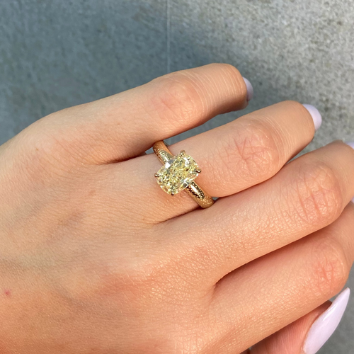 3.04ct Fancy Yellow Elongated Cushion Diamond Galaxy Ring