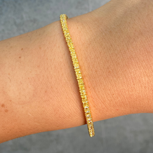 4.4 Carat Fancy Intense Yellow Cushion Diamond Tennis Bracelet