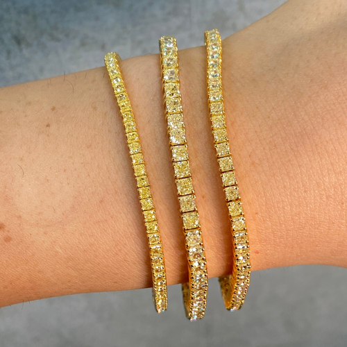 4.4 Carat Fancy Intense Yellow Cushion Diamond Tennis Bracelet