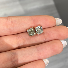 3.52ct Green Diamond Chameleon Radiant Studs