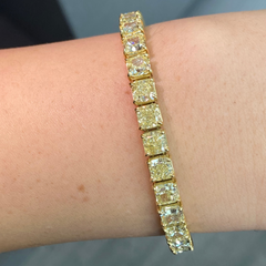 Fancy Yellow Cushion Diamond Tennis Bracelet