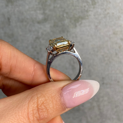 4.04ct Fancy Yellow Elongated Radiant Diamond Engagement Ring